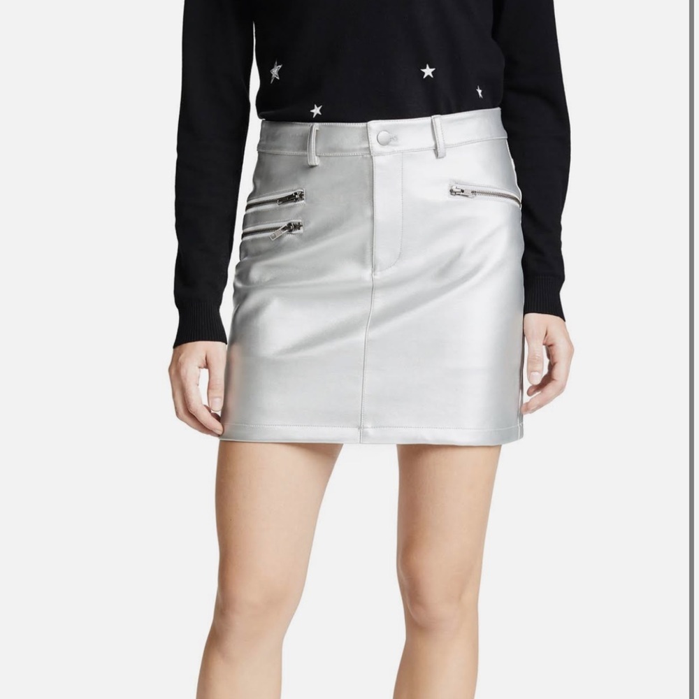 Rebecca Minkoff Women’s Myrah Silver Mini Skirt Zipper Pockets Size 00